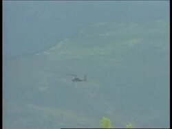 ALBANIA: APACHE HELICOPTERS TAKING OFF FROM TIRANA News Clip