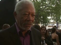 INTERVIEW: Morgan Freeman on film being epic and seeing the final edit at  The Dark Knight Rises: European Premiere at Leicester Square on July 18, 2012 in London, England (Footage by WireImage Video/Getty Images) Stock Footage