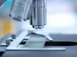 Scientist using microscope Stock Footage