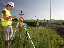 Land surveyors Stock Footage