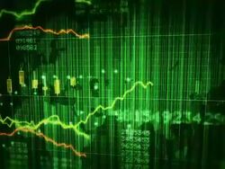 Financial chart, green and blue. Stock Footage