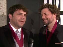 INTERVIEW: Rhett Akins, Dallas Davidson on the process of songwriting at the 59th Annual BMI Country Awards at Nashville TN.  Stock Footage
