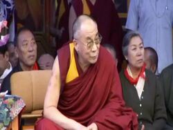 MS Dalai Lama sitting on honoree seat at his 70th birthday AUDIO / Dharmasala, Himachal Pradesh, India Stock Footage