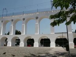 WS PAN Arcos da lapa lapa's arches / Rio de Janeiro, Brazil Stock Footage