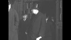 Winston Churchill leaves Westminster Abbey after Neville Chamberlain's funeral News Clip