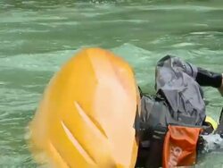 HD SLOW-MOTION: Unsuccessful eskimo roll Stock Footage