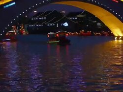 Canal at night Stock Footage
