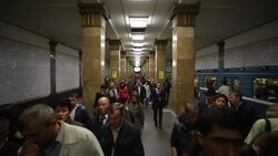 Russia, Saint Petersburg,  Metro station platform Stock Footage