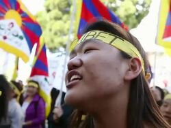 Activists Rally In San Francisco On Anniversary Of Tibetan Uprising Stock Footage