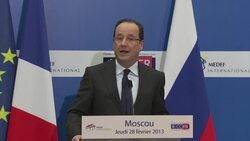 French President Hollande meets French businessmen, comments News Clip