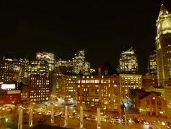 TL Boston Downtown with Costum House Tower at Night Stock Footage