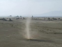 MS PAN View of twister with flies / Djibouti Stock Footage