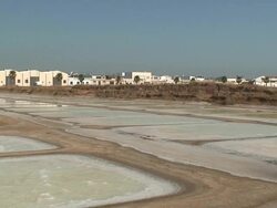 Salt farm panoramic Stock Footage
