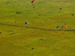 WS AERIAL ZI ZO View of Para gliding / Melbourne, Victoria, Australia Stock Footage