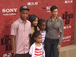 Miles Mitchell Murphy, Bella Zahra Murphy, Shayne Audra Murphy, Zola Ivy Murphy, Nicole Mitchell at the 'The Karate Kid' Premiere at Westwood CA. (Footage by WireImage Video/GettyImages) Stock Footage