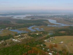 WS AERIAL View of Transition down Coastal Barrier Salt Marshes / South Carolina, United States Stock Footage