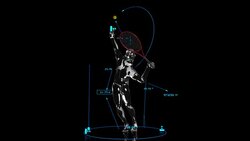 3D tennis man with technical data Stock Footage