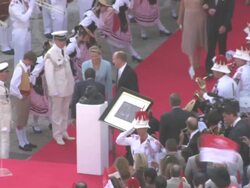 Princess Charlene and HSH Prince Albert II of Monaco at the Monaco Royal Wedding: First Appearance of Married Couple at Monaco . (Footage by WireImage Video/Getty Images Entertainment Video) Stock Footage