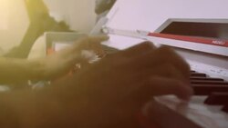 Piano music pianist hand playing. Stock Footage