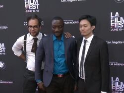 Donari Braxton, Takeshi Fukunaga, and Bishop Blay at the 2015 Los Angeles Film Festival -  Opening Night Premiere of 'Grandma' Stock Footage