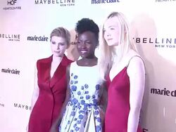 Kate Mara, Lupita Nyong'o, Elle Fanning at Marie Claire Celebrates May Cover Stars Stock Footage