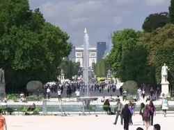WS People walking in park / Paris, Ile-de-France, France    Stock Footage