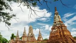 Time Lapse Landmark Old Temple wat Chaiwatthanaram Stock Footage