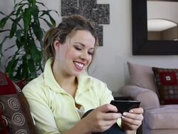 Woman sending text message Stock Footage