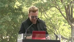 SPEECH - Bono at Bono and Yoko Ono honor John Lennon at Event on Ellis Island Stock Footage