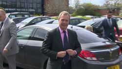 Nigel Farage arriving at a Hartlepool business News Clip