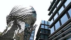 K, David Cerny Sculpture in Prague City Stock Footage