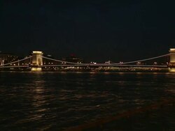 SzÃƒÂ©chenyi Chain Bridge at night Stock Footage