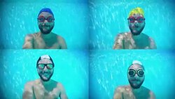 Happy man underwater composite video Stock Footage