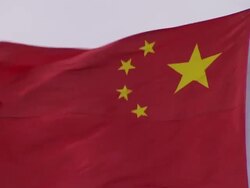 Red flags flying in Tiananmen Square News Clip