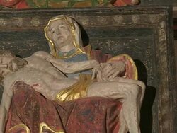 MS PAN Shot of altar in church / Saarburg-Beurig, Rhineland Palatinate, Germany Stock Footage