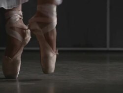 Close up of ballerina's shoes on pointe Stock Footage