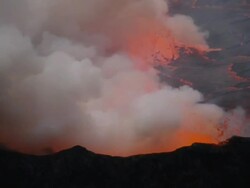 MS Shot of Bubbling lava lake in Nyiragongo crater / Goma, Virunga National Park, Democratic Republic of the Congo Stock Footage