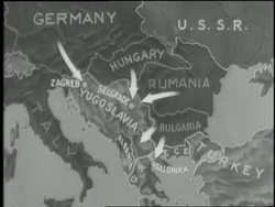 A map shows where Germany attacks Yugoslavia and Greece in 1941. News Clip