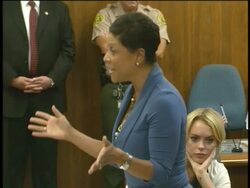 Defense attorney argument for Lindsay Lohan at the Lindsay Lohan Court Sentencing at Beverly Hills CA. (Footage by WireImage Video/GettyImages) Stock Footage