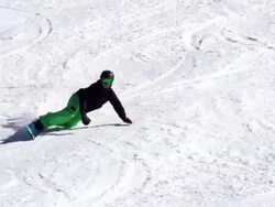 HD: Super Slo-Mo Shot of Snowboarder Extreme Carving Stock Footage