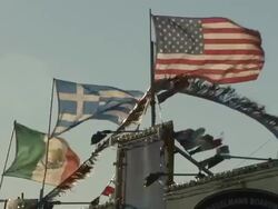 National Flag of America, Greece and Spain Stock Footage