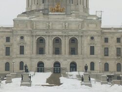 MS Capitol steps in winter / Saint Paul, Minnesota, United States  Stock Footage