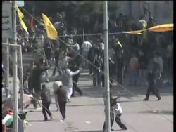 Gaza - Hamas and Fatah Hold Huge Rallies / Hamas Open Fire on Fatah Rally News Clip