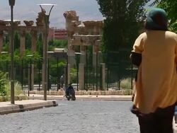 Baalbek Roman ruins, Temple of Jupiter Stock Footage