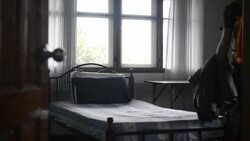 Young man traveler in the hostel Stock Footage