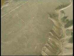Nazca lines, the Hummingbird, aerial view, Peru Stock Footage