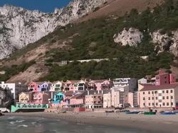 MS PAN Shot of Catalan Bay / Gibraltar Stock Footage