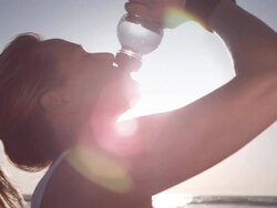 Jogging at the beach Stock Footage
