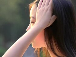 side face of Asian girl Stock Footage