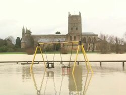 Flooded Tewkesbury Abbey & Children's Playground News Clip
